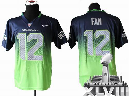 Nike Seattle Seahawks 12th Fan Elite Drift II Fashion 2014 Super bowl XLVIII(GYM) Jersey