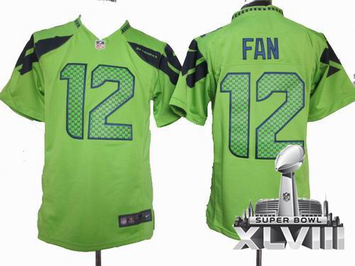 Nike Seattle Seahawks 12th Fan green Game 2014 Super bowl XLVIII(GYM) Jersey