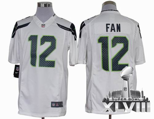 Nike Seattle Seahawks 12th Fan limited white 2014 Super bowl XLVIII(GYM) Jersey