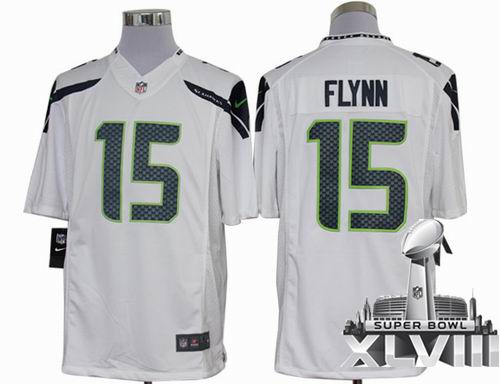 Nike Seattle Seahawks 15# Matt Flynn White limited 2014 Super bowl XLVIII(GYM) Jersey