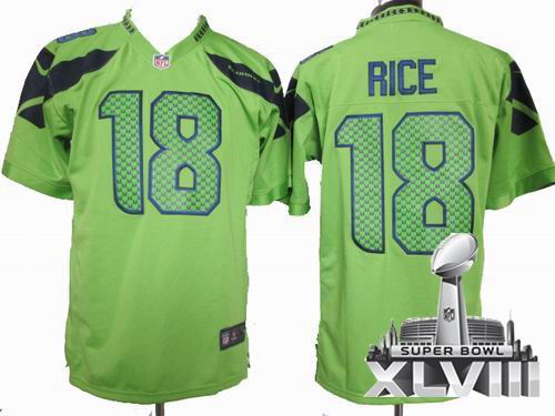 Nike Seattle Seahawks 18# Sidney Rice green Game 2014 Super bowl XLVIII(GYM) Jersey
