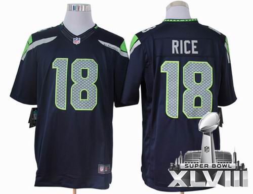 Nike Seattle Seahawks 18# Sidney Rice team color limited 2014 Super bowl XLVIII(GYM) Jersey