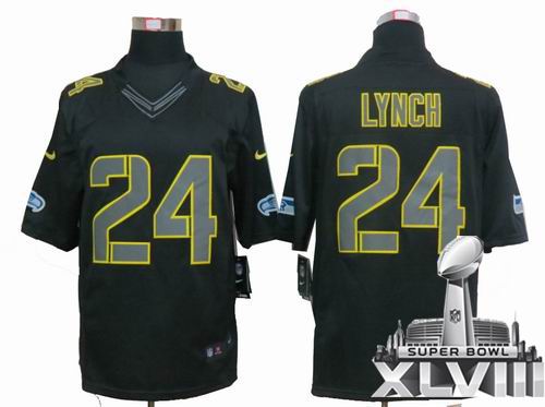 Nike Seattle Seahawks 24# Marshawn  Lynch black Impact Limited 2014 Super bowl XLVIII(GYM) Jersey