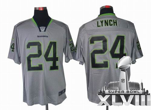 Nike Seattle Seahawks 24# Marshawn Lynch Lights Out grey elite 2014 Super bowl XLVIII(GYM) Jersey
