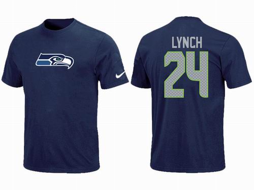 Nike Seattle Seahawks 24# Marshawn Lynch blue T-Shirt