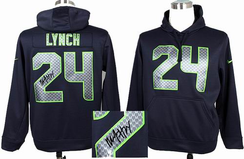 Nike Seattle Seahawks 24# Marshawn Lynch blue signature hoody