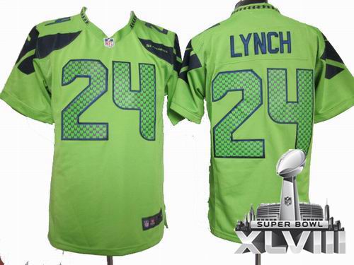 Nike Seattle Seahawks 24# Marshawn Lynch green Game 2014 Super bowl XLVIII(GYM) Jersey