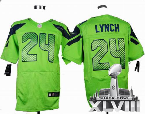 Nike Seattle Seahawks 24# Marshawn Lynch green elite 2014 Super bowl XLVIII(GYM) Jersey