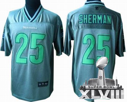 Nike Seattle Seahawks 25# Richard Sherman Elite Grey Vapor 2014 Super bowl XLVIII(GYM) Jersey
