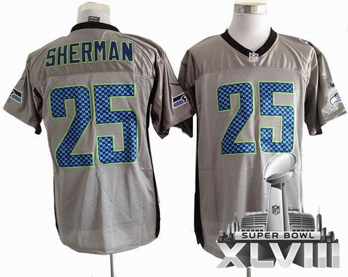 Nike Seattle Seahawks 25# Richard Sherman Gray shadow elite 2014 Super bowl XLVIII(GYM) Jersey