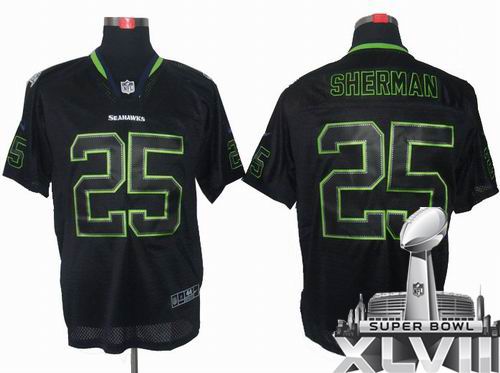 Nike Seattle Seahawks 25# Richard Sherman Lights Out black elite 2014 Super bowl XLVIII(GYM) Jersey