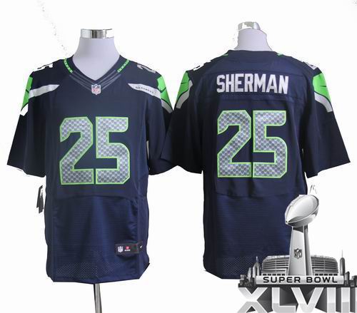 Nike Seattle Seahawks 25# Richard Sherman blue team elite 2014 Super bowl XLVIII(GYM) Jersey