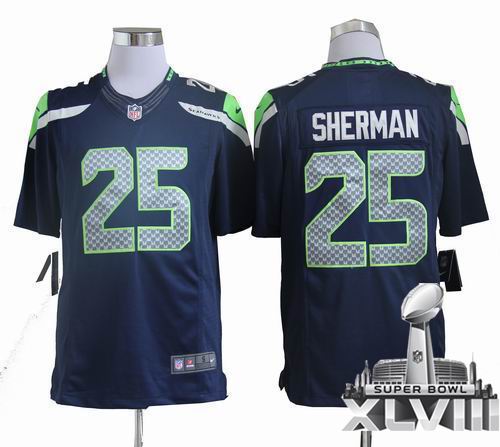 Nike Seattle Seahawks 25# Richard Sherman blue team limited 2014 Super bowl XLVIII(GYM) Jersey