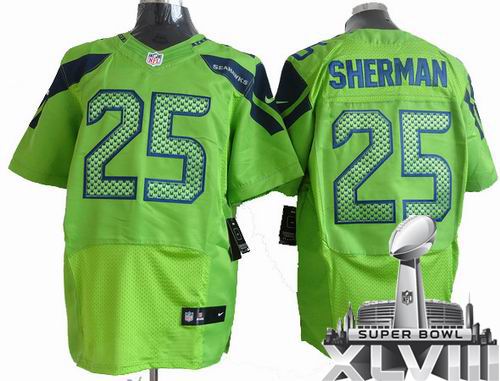 Nike Seattle Seahawks 25# Richard Sherman green elite 2014 Super bowl XLVIII(GYM) Jersey