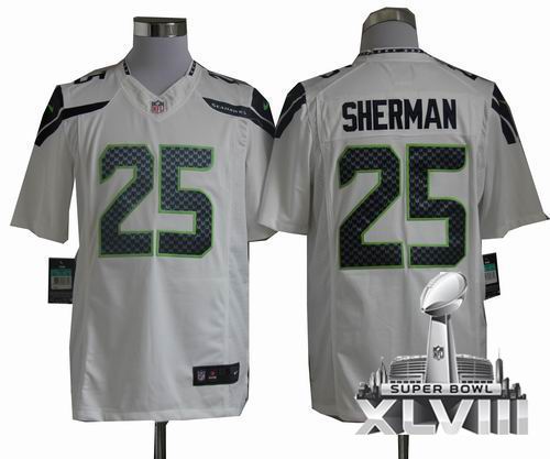 Nike Seattle Seahawks 25# Richard Sherman white limited 2014 Super bowl XLVIII(GYM) Jersey