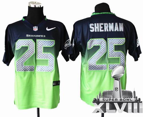 Nike Seattle Seahawks 25 Richard Sherman Elite Drift II Fashion 2014 Super bowl XLVIII(GYM) Jersey