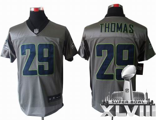 Nike Seattle Seahawks 29# Earl Thomas Gray shadow elite 2014 Super bowl XLVIII(GYM) Jersey
