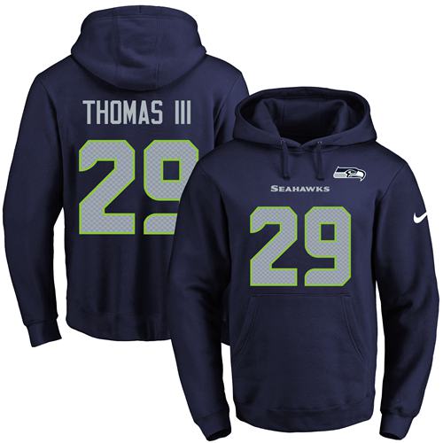 Nike Seattle Seahawks 29 Earl Thomas III Navy Blue Name Number Pullover NFL Hoodie