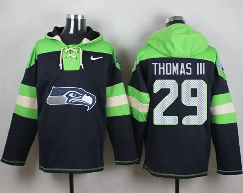 Nike Seattle Seahawks 29 Earl Thomas III Steel Blue Player Pullover NFL Hoodie
