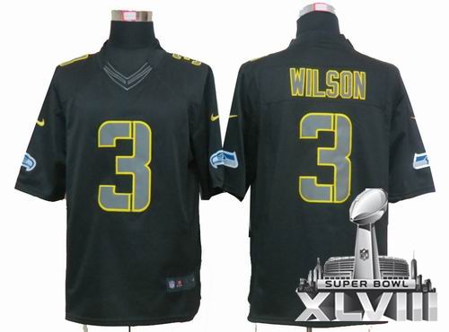 Nike Seattle Seahawks 3 # Russell Wilson black Impact Limited 2014 Super bowl XLVIII(GYM) Jersey