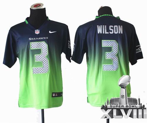 Nike Seattle Seahawks 3# Russell Wilson Elite Drift II Fashion  2014 Super bowl XLVIII(GYM) Jersey