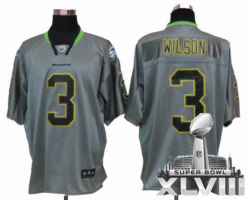 Nike Seattle Seahawks 3# Russell Wilson Lights Out  grey elite 2014 Super bowl XLVIII(GYM) Jersey
