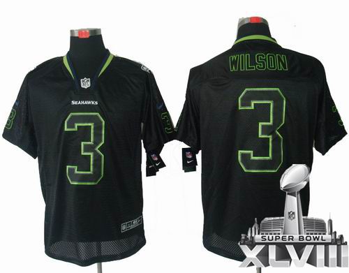 Nike Seattle Seahawks 3# Russell Wilson Lights Out Black elite 2014 Super bowl XLVIII(GYM) Jersey