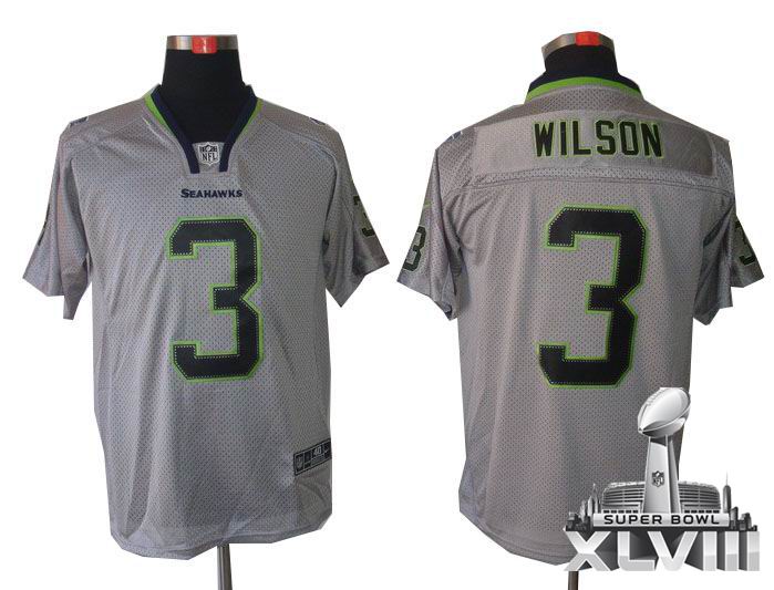 Nike Seattle Seahawks 3# Russell Wilson Lights Out grey elite 2014 Super bowl XLVIII(GYM) Jersey