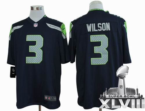 Nike Seattle Seahawks 3# Russell Wilson Team Color limited 2014 Super bowl XLVIII(GYM) Jersey