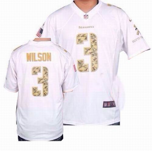Nike Seattle Seahawks 3# Russell Wilson White Salute to Service Game Jersey