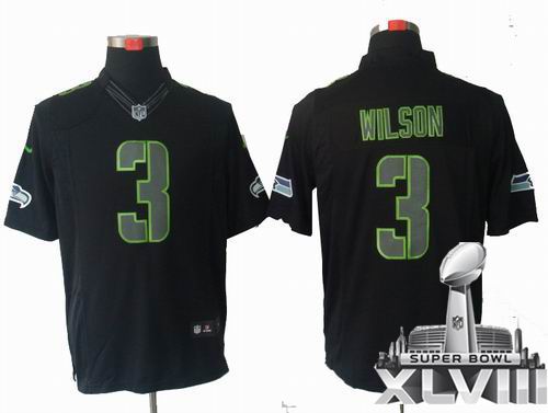 Nike Seattle Seahawks 3# Russell Wilson black Impact Limited 2014 Super bowl XLVIII(GYM) Jersey