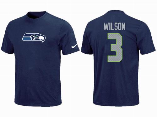 Nike Seattle Seahawks 3# Russell Wilson blue T-Shirt