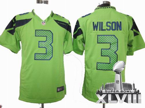 Nike Seattle Seahawks 3# Russell Wilson green game 2014 Super bowl XLVIII(GYM) Jersey