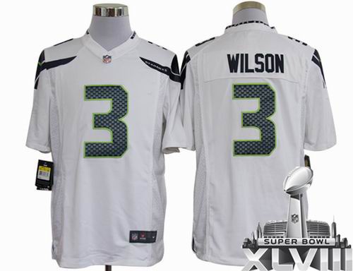 Nike Seattle Seahawks 3# Russell Wilson white limited 2014 Super bowl XLVIII(GYM) Jersey