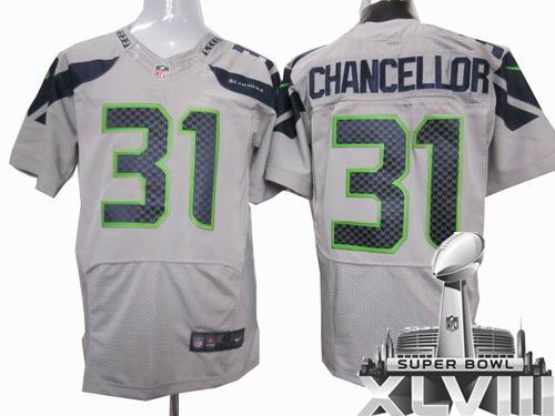 Nike Seattle Seahawks 31# Kam Chancellor grey elite 2014 Super bowl XLVIII(GYM) Jersey