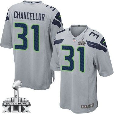 Nike Seattle Seahawks 31 Kam Chancellor Grey Alternate Super Bowl XLIX NFL Game Jersey