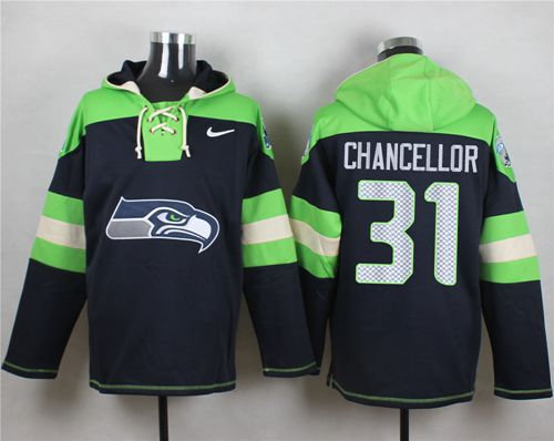 Nike Seattle Seahawks 31 Kam Chancellor Steel Blue Player Pullover NFL Hoodie