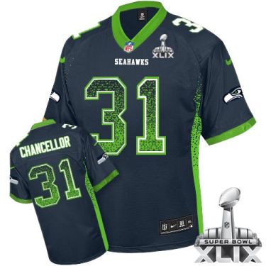 Nike Seattle Seahawks 31 Kam Chancellor Steel Blue Team Color Super Bowl XLIX NFL Elite Drift Fashion Jersey