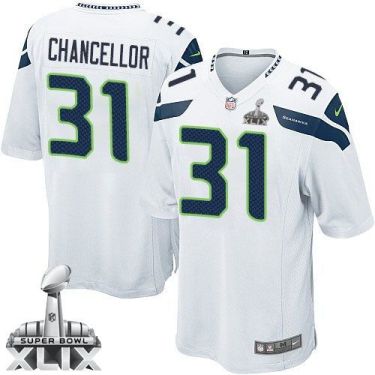 Nike Seattle Seahawks 31 Kam Chancellor White Super Bowl XLIX NFL Game Jersey