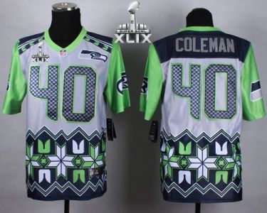 Nike Seattle Seahawks 40 Derrick Coleman Grey Super Bowl XLIX NFL Elite Noble Fashion Jersey
