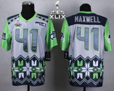 Nike Seattle Seahawks 41 Byron Maxwell Grey Super Bowl XLIX NFL Elite Noble Fashion Jersey