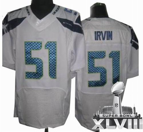 Nike Seattle Seahawks 51# Bruce Irvin White Elite 2014 Super bowl XLVIII(GYM) Jersey