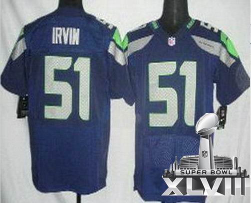 Nike Seattle Seahawks 51 Bruce Irvin Blue Elite 2014 Super bowl XLVIII(GYM) Jersey