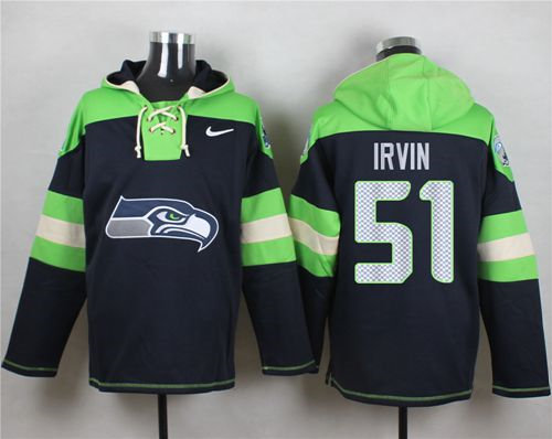 Nike Seattle Seahawks 51 Bruce Irvin Steel Blue Player Pullover NFL Hoodie