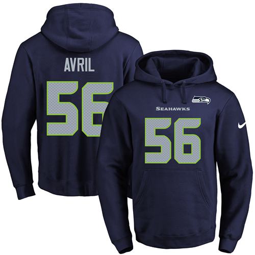 Nike Seattle Seahawks 56 Cliff Avril Navy Blue Name Number Pullover NFL Hoodie