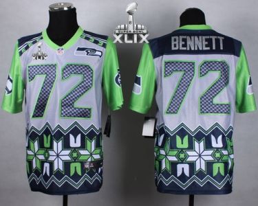 Nike Seattle Seahawks 72 Michael Bennett Grey Super Bowl XLIX NFL Elite Noble Fashion Jersey