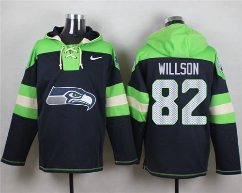 Nike Seattle Seahawks 82 Luke Willson Steel Blue Player Pullover NFL Hoodie