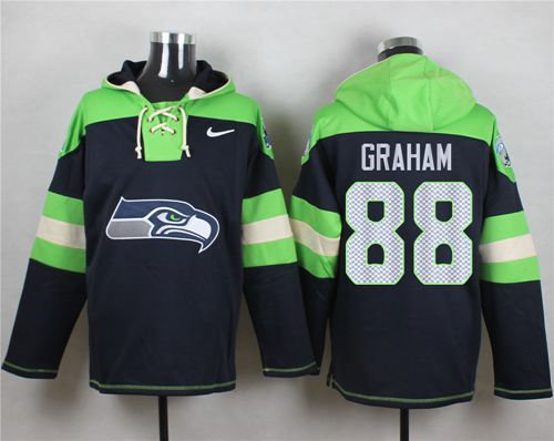 Nike Seattle Seahawks 88 Jimmy Graham Steel Blue Player Pullover NFL Hoodie