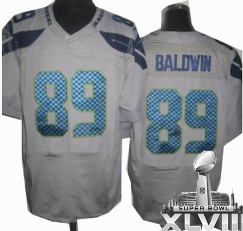 Nike Seattle Seahawks 89# Doug Baldwin Grey Elite 2014 Super bowl XLVIII(GYM) Jersey