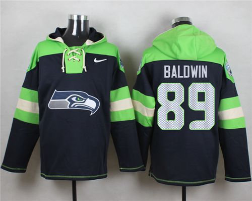 Nike Seattle Seahawks 89 Doug Baldwin Steel Blue Player Pullover NFL Hoodie